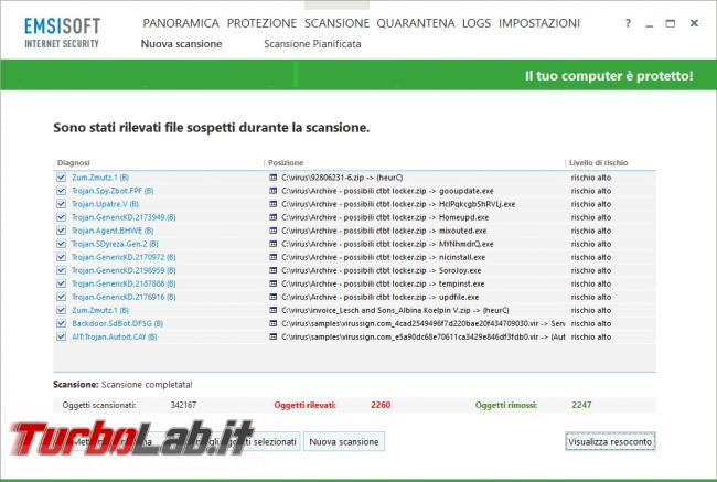 Emsisoft Internet Security 11 messo prova TurboLab.it