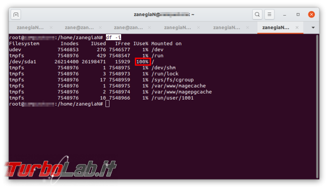 Errore Linux (Ubuntu) PHP: No space left on device ( spazio c'è). inode esauriti, Come risolvere? - No space left on device (3)