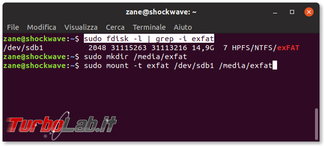 Errore unknown filesystem type 'exFAT' Ubuntu: come leggere/scrivere scheda SD/microSD macchina fotografica chiavette USB exFAT Linux - terminale mount exfat