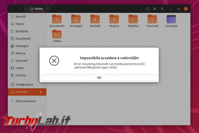 Errore unknown filesystem type 'exFAT' Ubuntu: come leggere/scrivere scheda SD/microSD macchina fotografica chiavette USB exFAT Linux - ubuntu unknow exfat