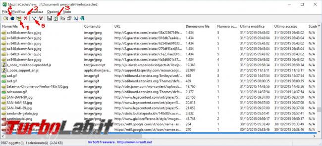 Estrarre contenuti informazioni cache browser