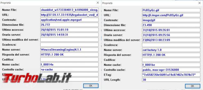 Estrarre contenuti informazioni cache browser