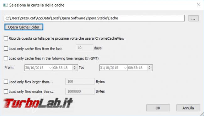 Estrarre contenuti informazioni cache browser
