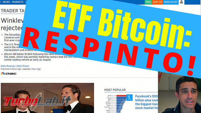 ETF Bitcoin RESPINTO! Prezzi picchiata (video)