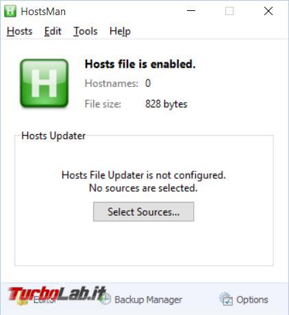 File hosts: HostsMan scarichi aggiorni automaticamente migliori liste blocco (stop domini malware server pubblicitari)