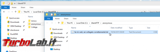 FileZilla Server: abilitare accesso anonimo - UtentiFTP cartella anonymous