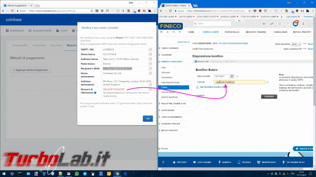Fineco Coinbase: video guida verificare conto corrente italiano (risolvere errore Compilazione IBAN EE95 7700 7710 0135 5096)