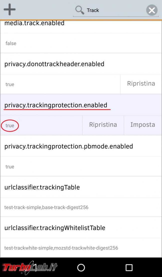 Firefox Android: anti-tracciamento sempre attivo - privacy.trackingprotection.enable