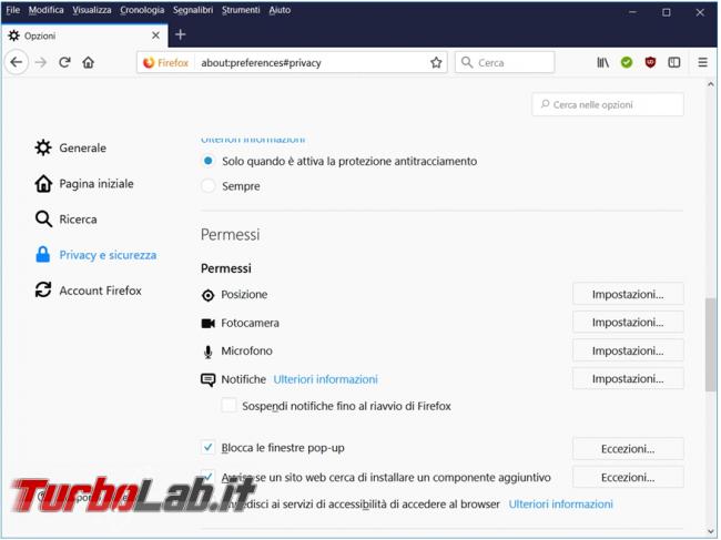 Firefox: come impedire/bloccare richiesta invio notifiche Push