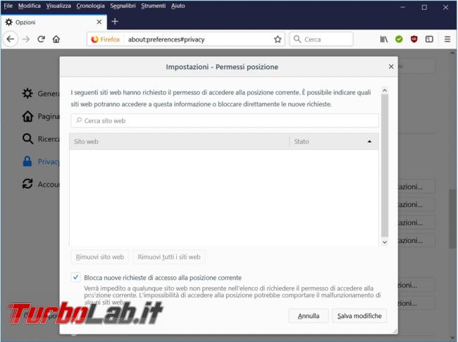 Firefox: come impedire/bloccare richiesta invio notifiche Push