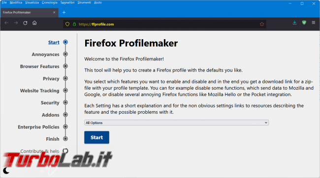 Firefox Profilemaker crea profilo personalizzato browser Mozilla Firefox