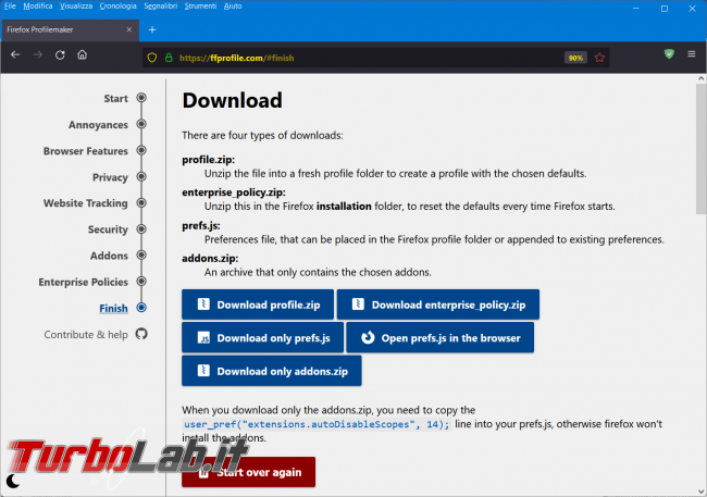 Firefox Profilemaker crea profilo personalizzato browser Mozilla Firefox