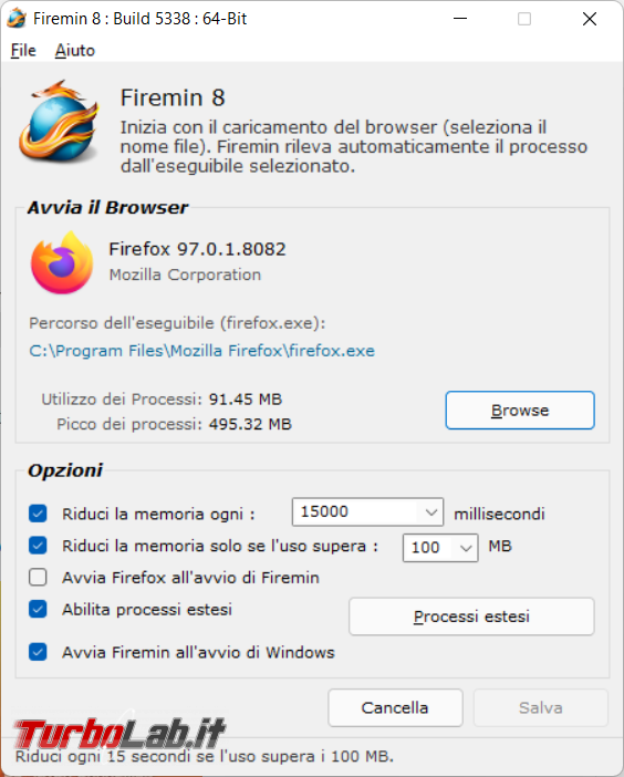 Firemin tiene sotto controllo consumo memoria Firefox
