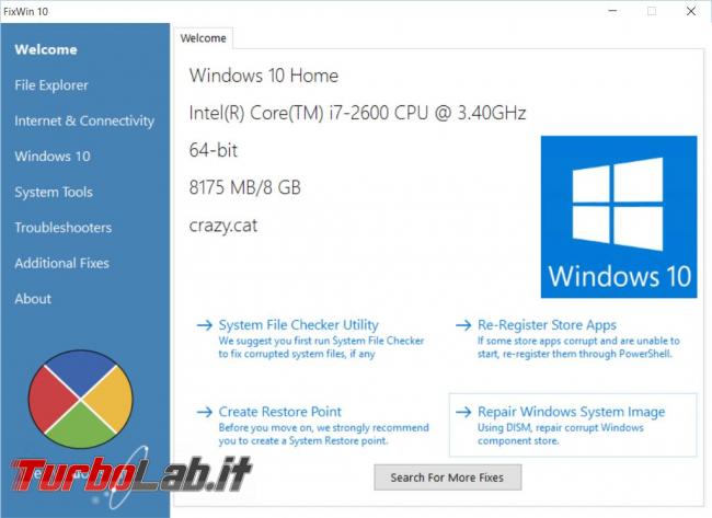 FixWin ripara molti problemi Windows click