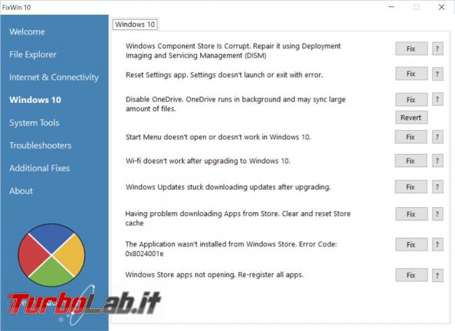 FixWin ripara molti problemi Windows click
