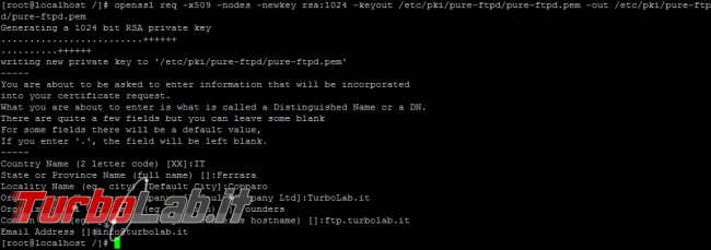 FTPS Pure-FTPd: come accettare connessioni FTP sicure - openssl req  x509 genera certificato