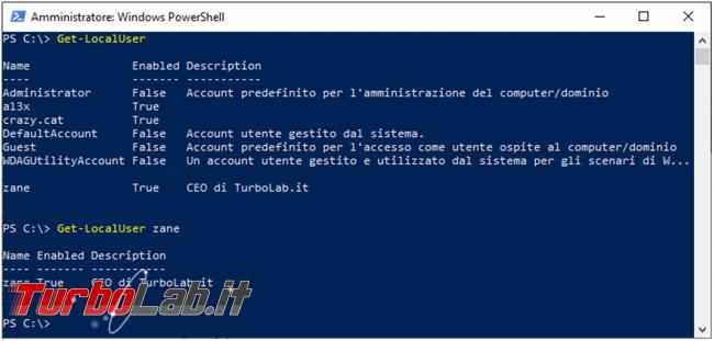 Gestire account gruppi Windows PowerShell