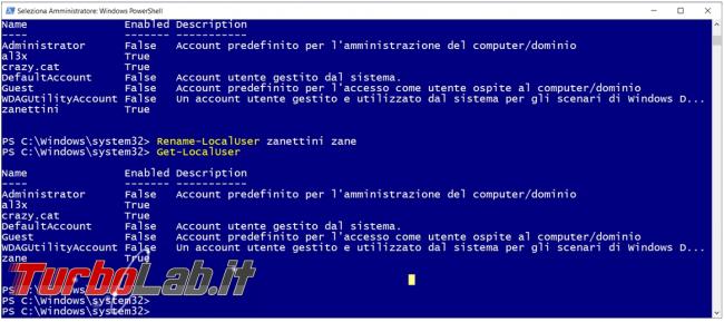 Gestire account gruppi Windows PowerShell