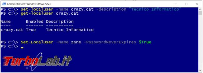 Gestire account gruppi Windows PowerShell