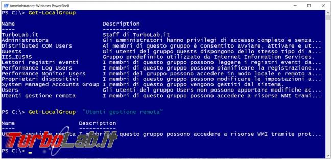 Gestire account gruppi Windows PowerShell