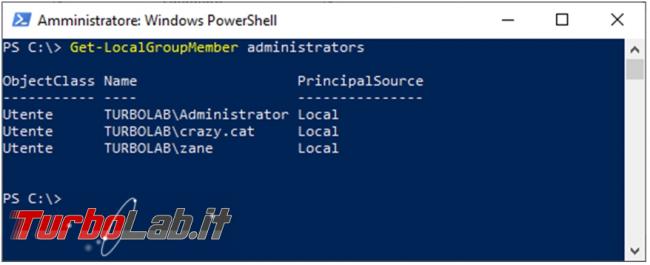 Gestire account gruppi Windows PowerShell