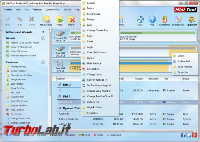 gestore disco fisso si chiama MiniTool Partition Wizard