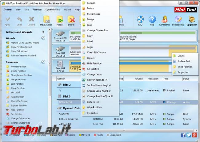 gestore disco fisso si chiama MiniTool Partition Wizard