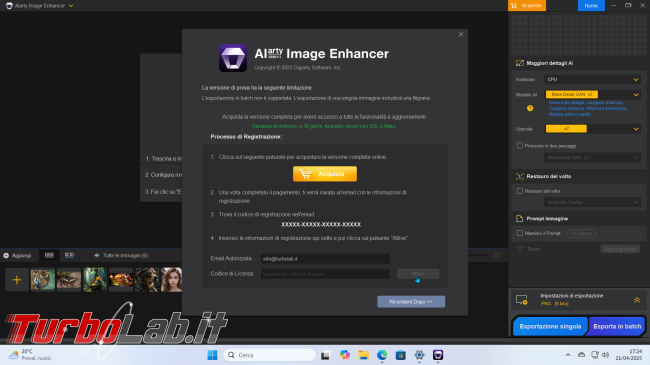 Giveaway! Come ingrandire migliorare foto Aiarty Image Enhancer ( locale, senza cloud)
