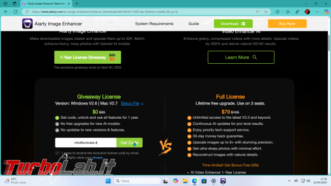 Giveaway! Come ingrandire migliorare foto Aiarty Image Enhancer ( locale, senza cloud)