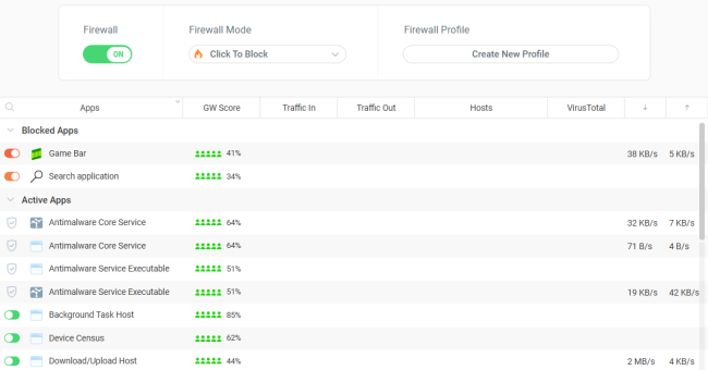 GlassWire: firewall visualizza traffico rete