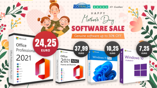 Godeal24 Promo Festa Mamma: Microsoft Office 2021 è vendita 13 € Windows 6 €, risparmia fino 90%! - FrShot_1683702157_