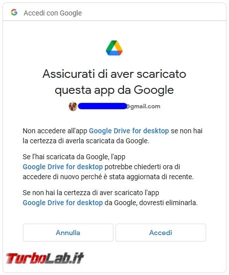 Google Backup and Sync Google Drive for desktop: mini-guida veloce transizione necessaria, indolore - Google Drive_004_ITA_[da dentro la finestra del browser]