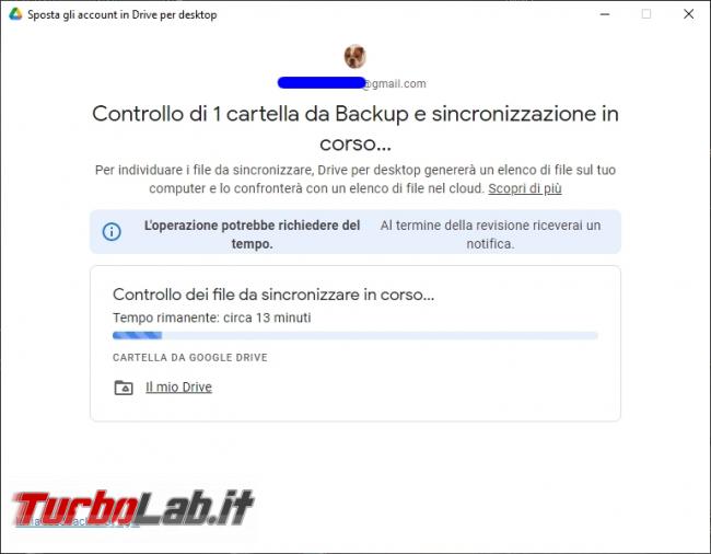 Google Backup and Sync Google Drive for desktop: mini-guida veloce transizione necessaria, indolore - Google Drive_010_ITA_[dopo aver cliccato sul pulsante controlla le cartelle]