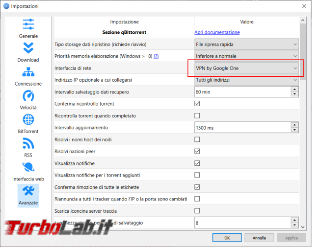 Google One VPN BitTorrent: sono incompatibili? - qbittorrent_google_vpn