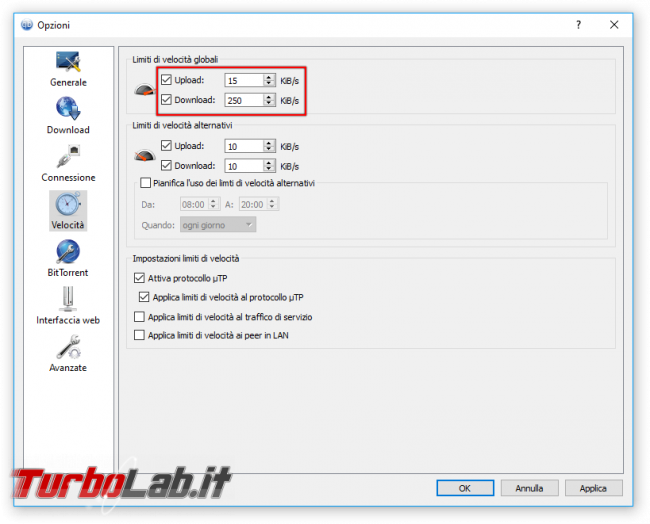 Grande Guida BitTorrent - qbittorrent limitatore velocità