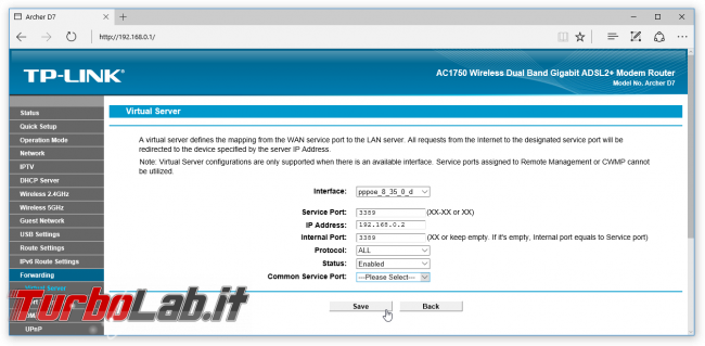 Grande Guida BitTorrent - router tp-link port forward add
