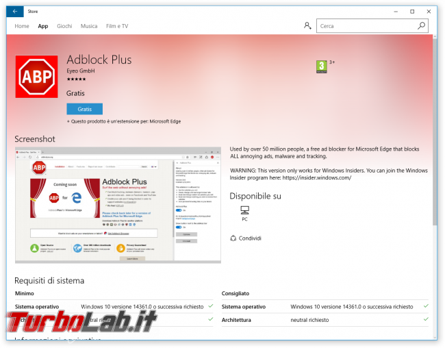 Grande Guida Windows 10 &quot;Anniversary Update&quot; (versione 1607, &quot;Redstone&quot;): tutto quello devi sapere - windows 10 1607 microsoft edge windows store adblock plus