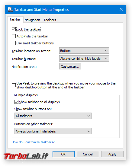 Grande Guida Windows 10 &quot;Anniversary Update&quot; (versione 1607, &quot;Redstone&quot;): tutto quello devi sapere - windows 10 barra delle applicazioni proprietà