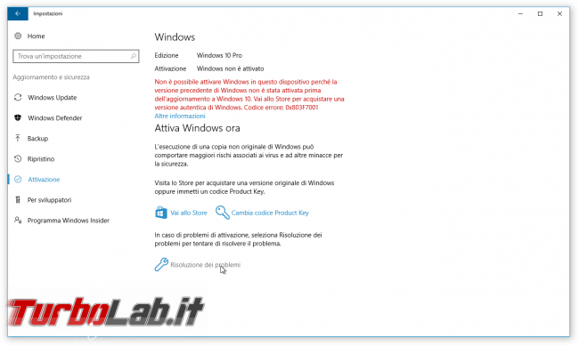Grande Guida Windows 10 &quot;Anniversary Update&quot; (versione 1607, &quot;Redstone&quot;): tutto quello devi sapere - windows 10 impostazioni attivazione fallita