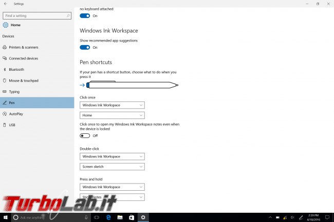 Grande Guida Windows 10 &quot;Anniversary Update&quot; (versione 1607, &quot;Redstone&quot;): tutto quello devi sapere - windows 10 impostazioni penna