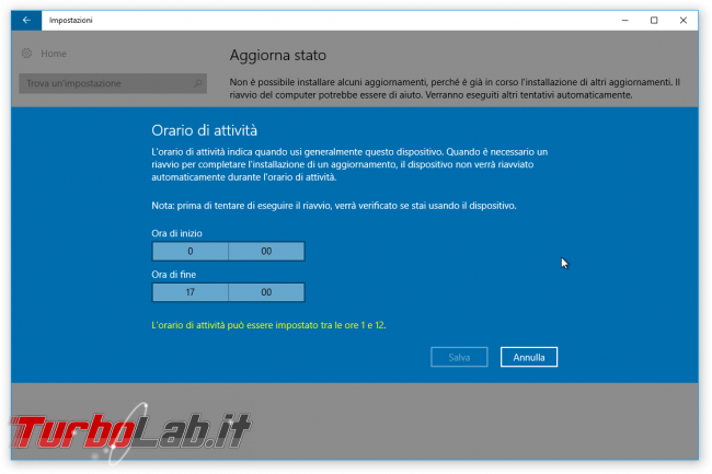 Grande Guida Windows 10 &quot;Anniversary Update&quot; (versione 1607, &quot;Redstone&quot;): tutto quello devi sapere - windows 1607 orario attività windows update