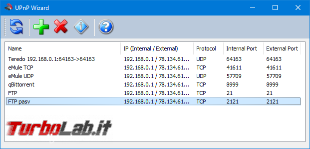 Guida: alternativa interfaccia web aprire porte router/modem si chiama UPnP Wizard UPnP PortMapper - upnp wizard porte configurate