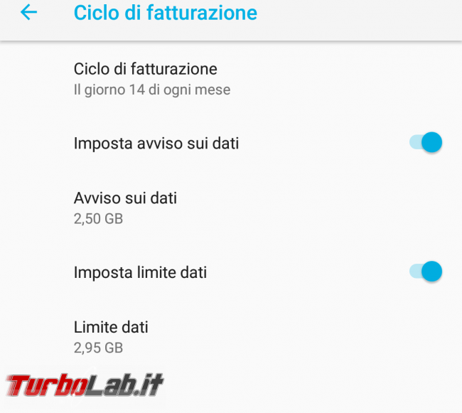 Guida Android: come impostare limite giga consumati rete mobile 4G (Iliad, TIM ecc.) - Screenshot_Impostazioni_20180602-120840