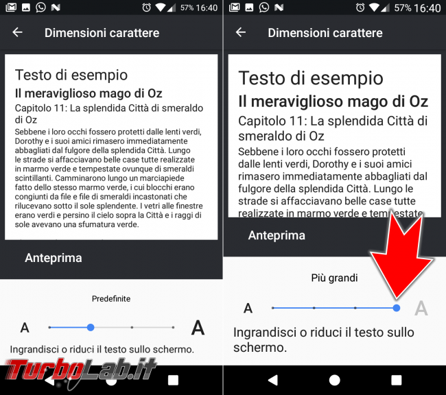 Guida Android: come ingrandire caratteri testo troppo piccoli? - Android Dimensioni carattere