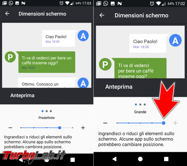 Guida Android: come ingrandire caratteri testo troppo piccoli? - Android Dimensioni schermo