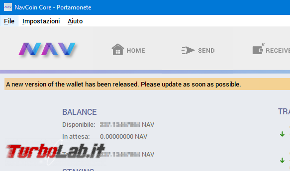 Guida: come aggiornare NavCoin Core (wallet Nav Coin) modo corretto sicuro