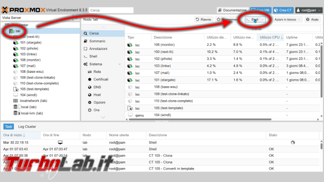 [guida] Come aggiornare Proxmox 8.4 senza perdere dati (metodo sicuro ufficiale, video) - proxmox shell console