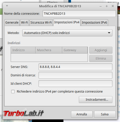 Guida: Come cambiare server DNS utilizzati Linux