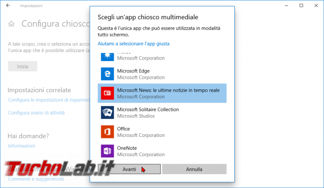 Guida: come creare punto informazioni Windows 10 (modalità chiosco, eseguire singola app fullscreen) - modalità chiosco windows 10 (4)