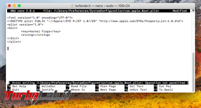 Guida: come disabilitare System Integrity Protection (SIP) macOS Mojave - Error writing com.apple.Boot.plist Operation not permitted